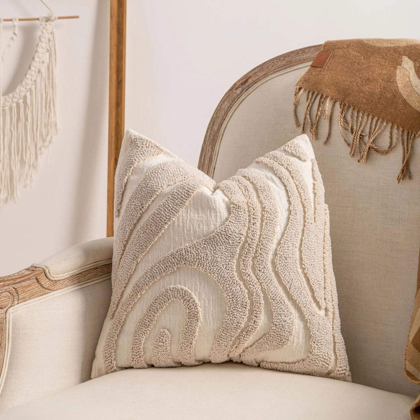 Coussins décoratifs bohème en coton tissé