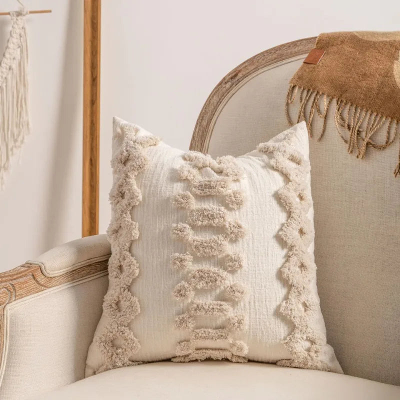 Coussins décoratifs bohème en coton tissé