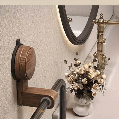 Porte-serviette mural carré à ventouse – Design bois & métal