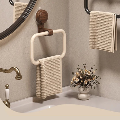 Porte-serviette mural carré à ventouse – Design bois & métal